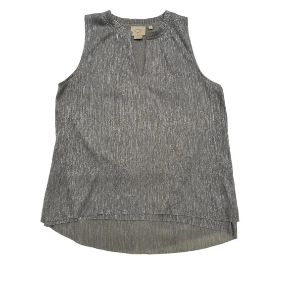 Anthropologie Vanessa Virginia Silver Sleeveless Metallic Lurex Top Size Medium - Picture 5 of 6